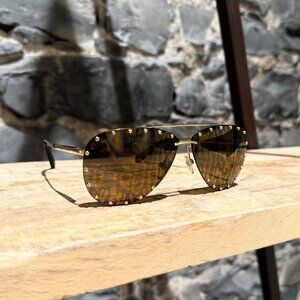 Louis Vuitton Z1115U The Party Tiger Lenses Studded Gold Aviator Sunglasses